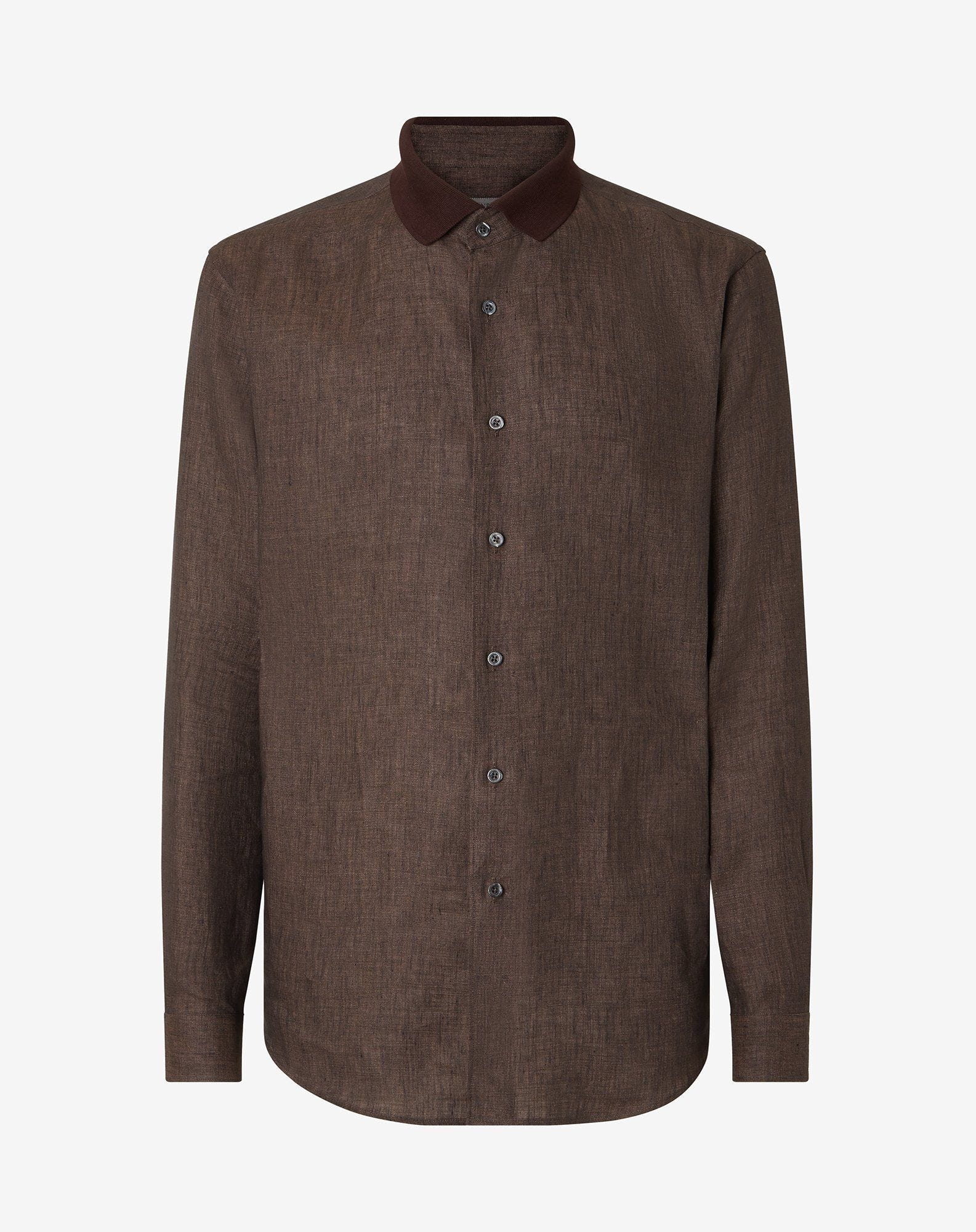 Shirt marrone in puro lino