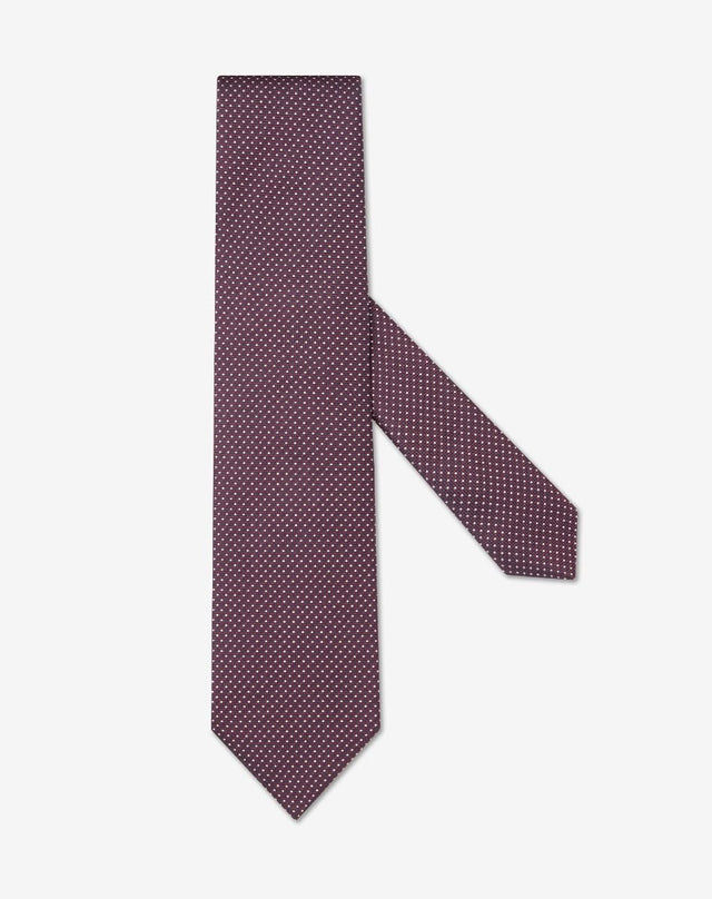 Tie bordeaux in seta con microdisegno jacquard