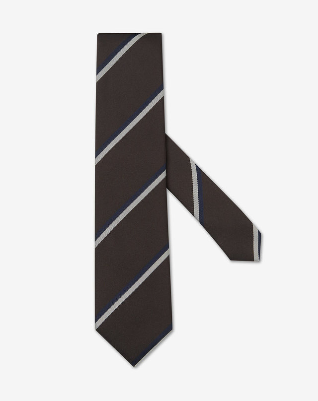 Tie regimental marrone in seta