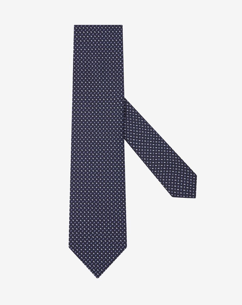 Tie blu navy in twill di seta stampata