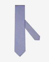 Tie azzurra in twill di seta stampata