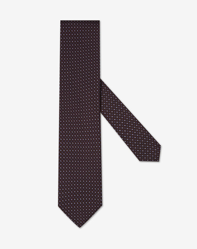 Tie marrone in twill di seta stampata
