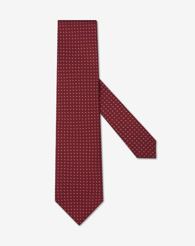 Tie bordeaux in twill di seta stampata