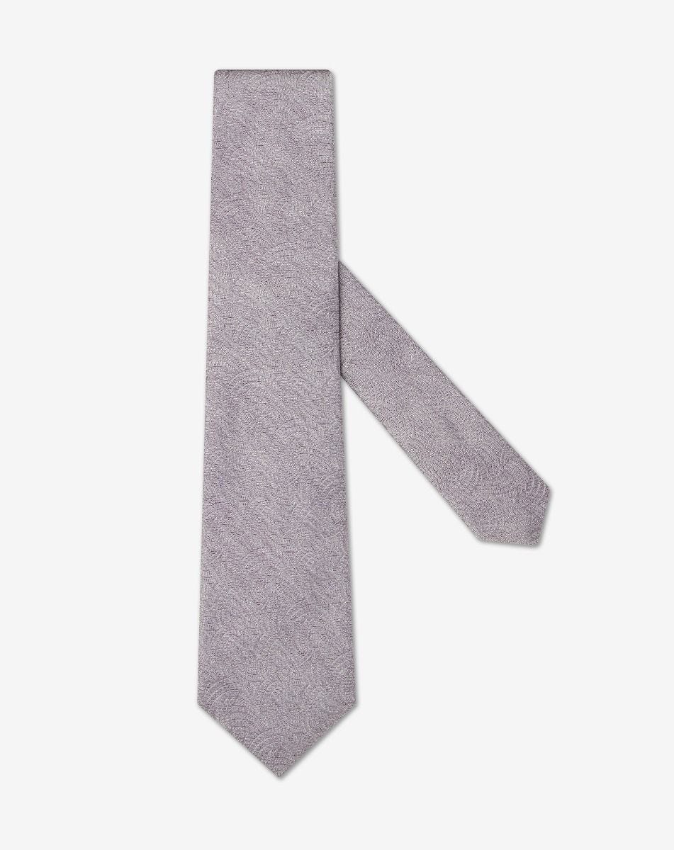 Tie in seta jacquard con disegno floreale azzurro