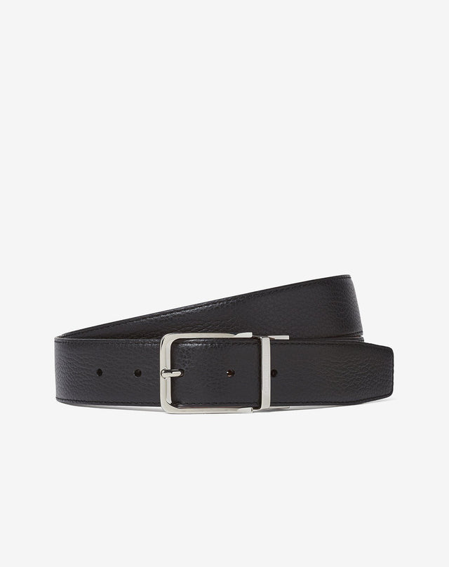 Belt Nera Cognac In Pelle Stampa Dollaro