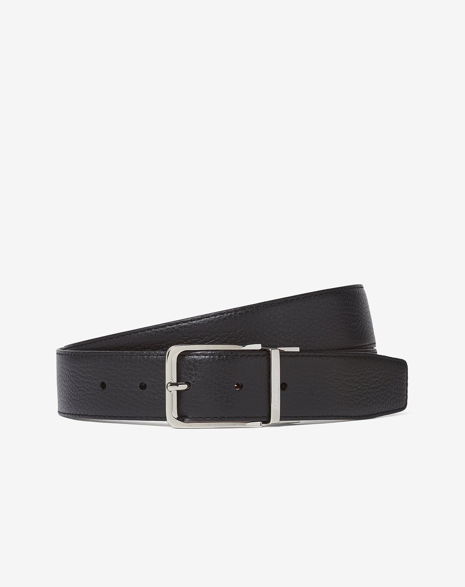 Belt nera/cognac in pelle stampa dollaro