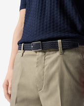 Belt Intrecciata Navy In Cotone Cerato