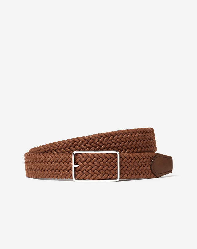 Belt Intrecciata Color Cognac In Cotone Cerato