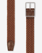 Belt Intrecciata Color Cognac In Cotone Cerato