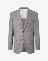 Jacket grigia in lana, seta e lino