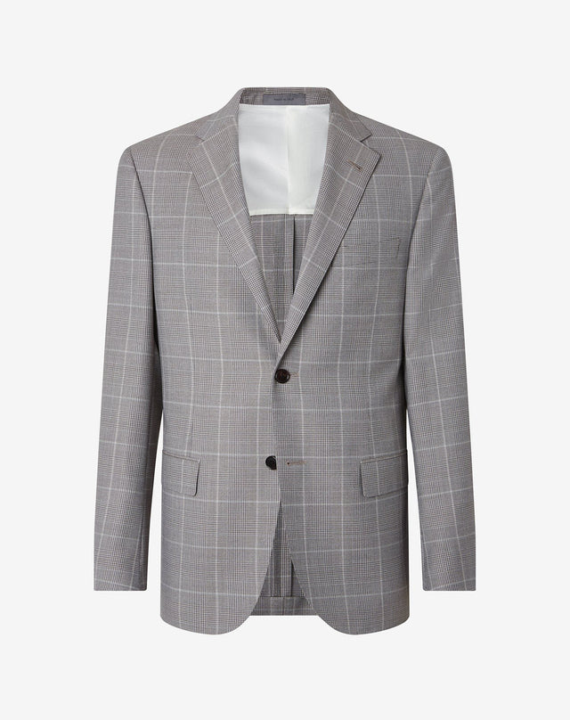 Jacket grigia in lana, seta e lino