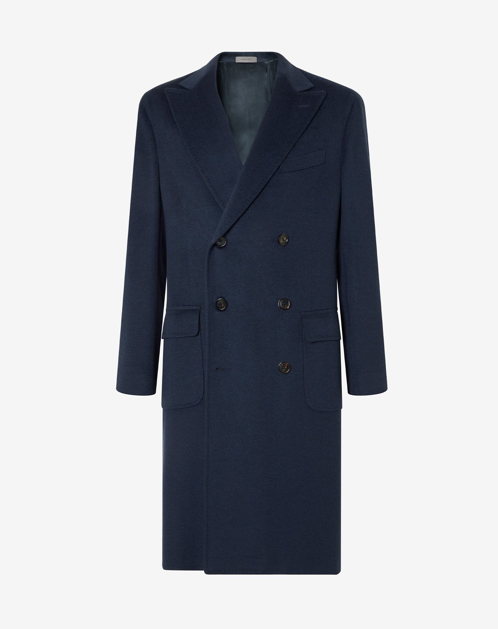 Coat blu ceruleo in beaver di pura lana