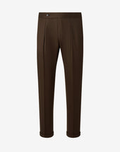 Pants Marroni In Flanella Di Pura Lana