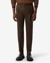 Pants Marroni In Flanella Di Pura Lana