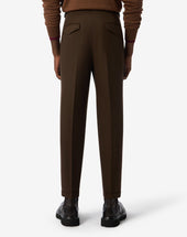 Pants Marroni In Flanella Di Pura Lana