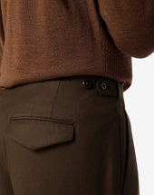 Pants Marroni In Flanella Di Pura Lana