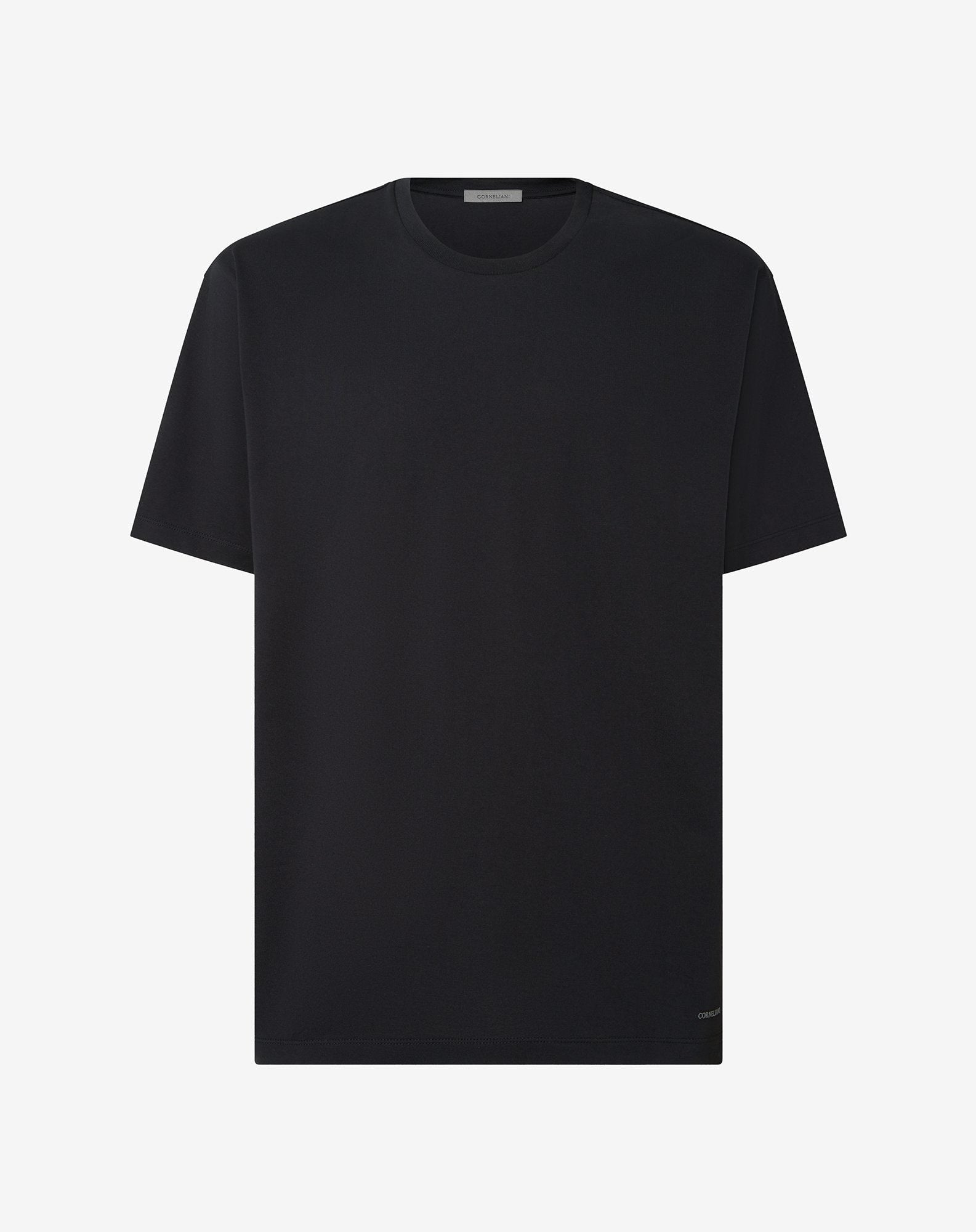 T-shirt over nera in jersey di cotone