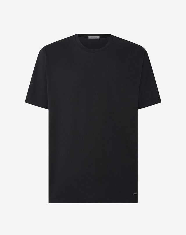 T-shirt over nera in jersey di cotone