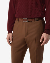 Belt Color Cognac In Cotone Cerato