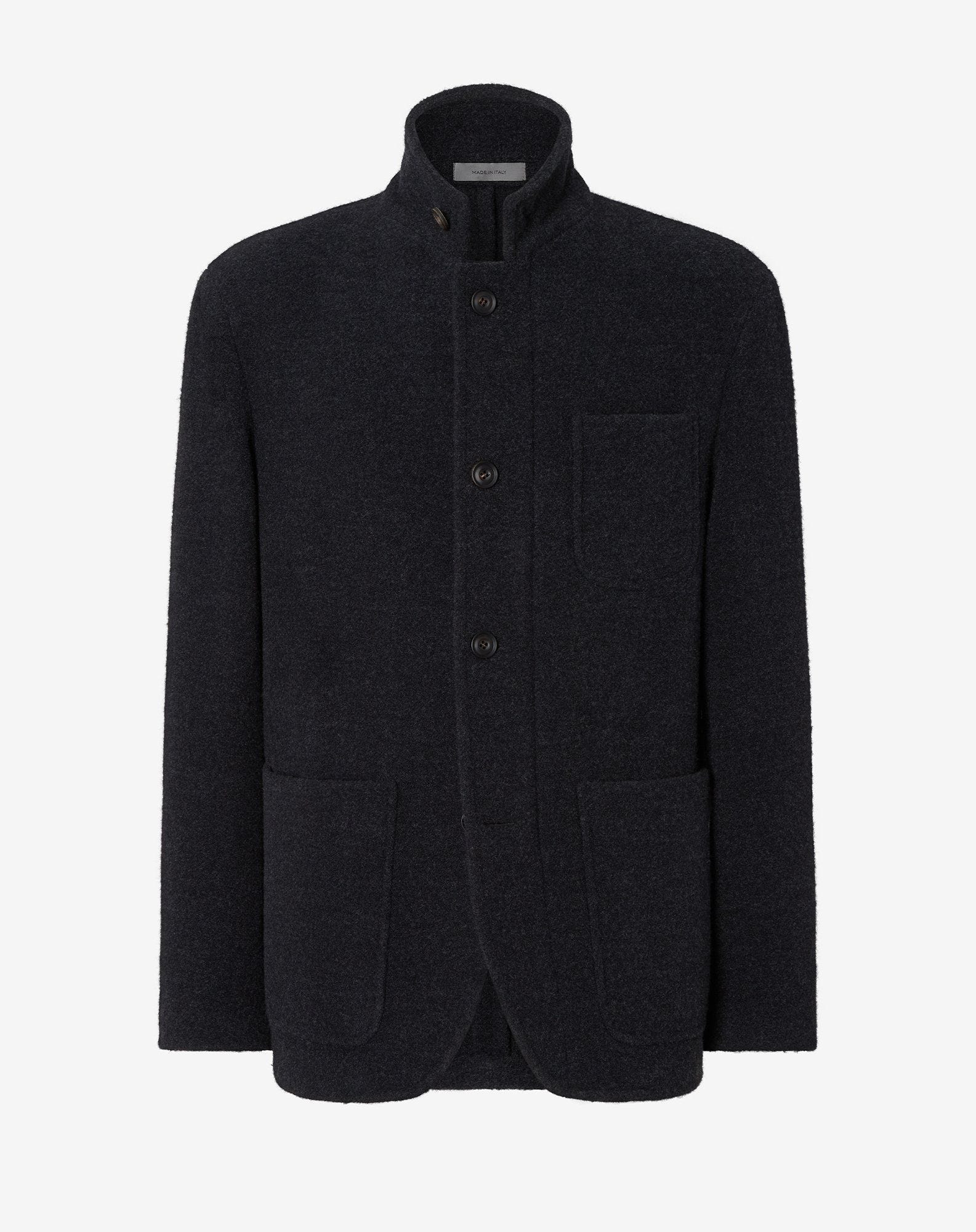 Jacket grigio antracite mélange in lana