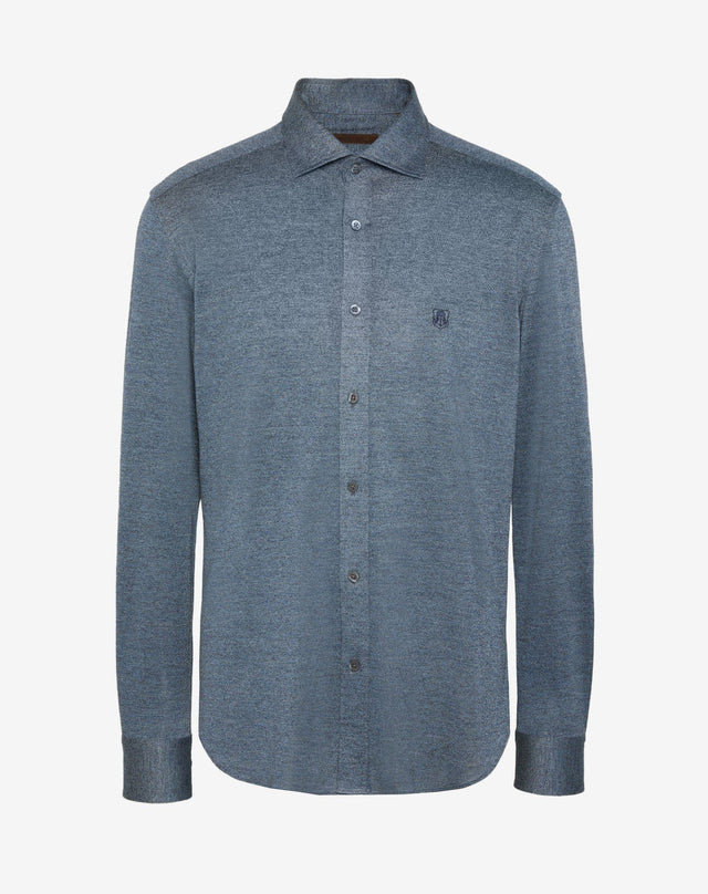 Shirt in jersey di cotone blu