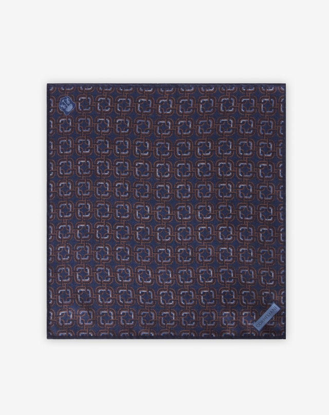 Pochette in seta blu e moro