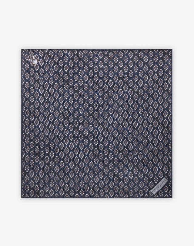 Pochette blu e moro in seta