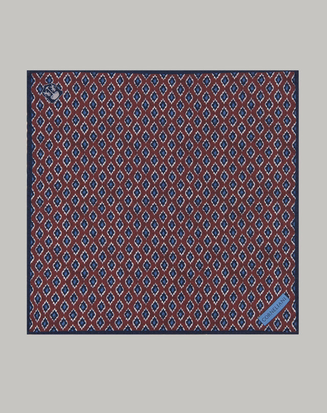 Pochette in seta colore bordeaux e blu