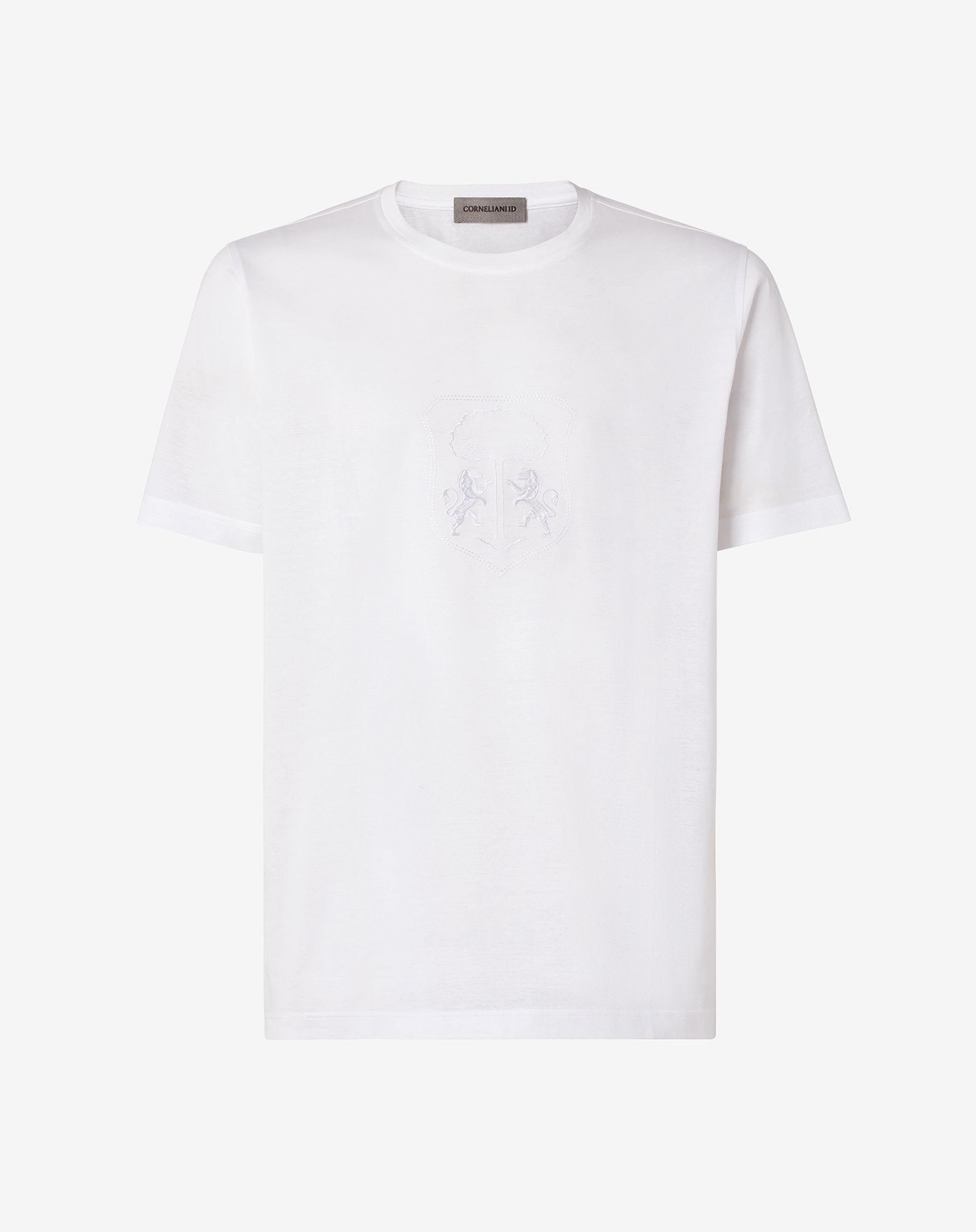 T Shirt Bianca In Filoscozia Con Logo