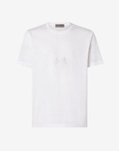 T Shirt Bianca In Filoscozia Con Logo