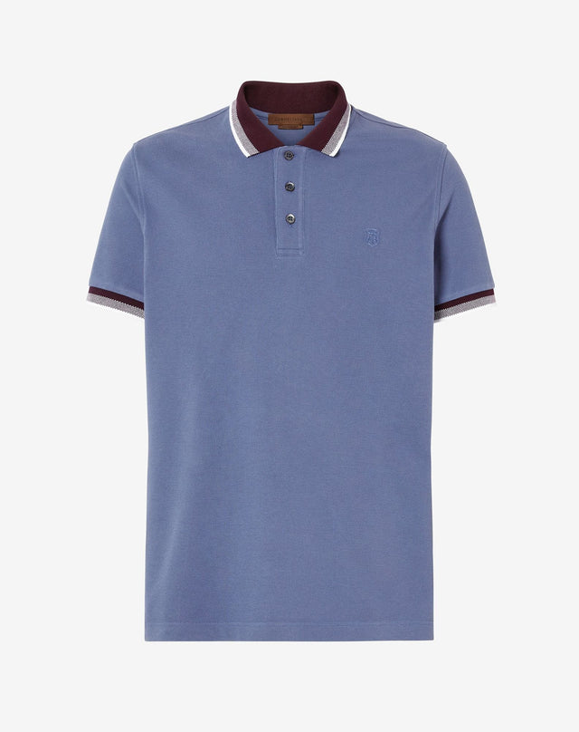 Polo denim in piquet di cotone
