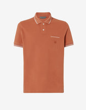 Polo arancione rigata in cotone