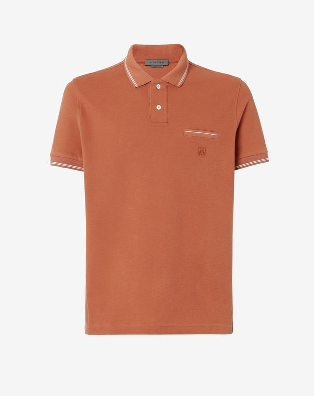 Polo arancione rigata in cotone