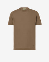 T-shirt verde in cotone crêpe