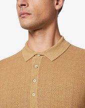 Polo Ocra In Puro Lino
