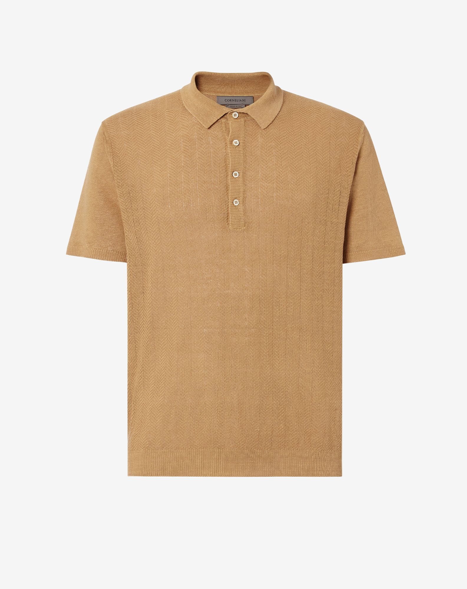 Polo Ocra In Puro Lino