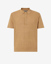 Polo Ocra In Puro Lino