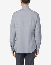 Shirt Indaco In Cotone Seersucker