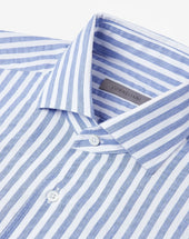 Shirt Navy In Cotone Colletto Aperto