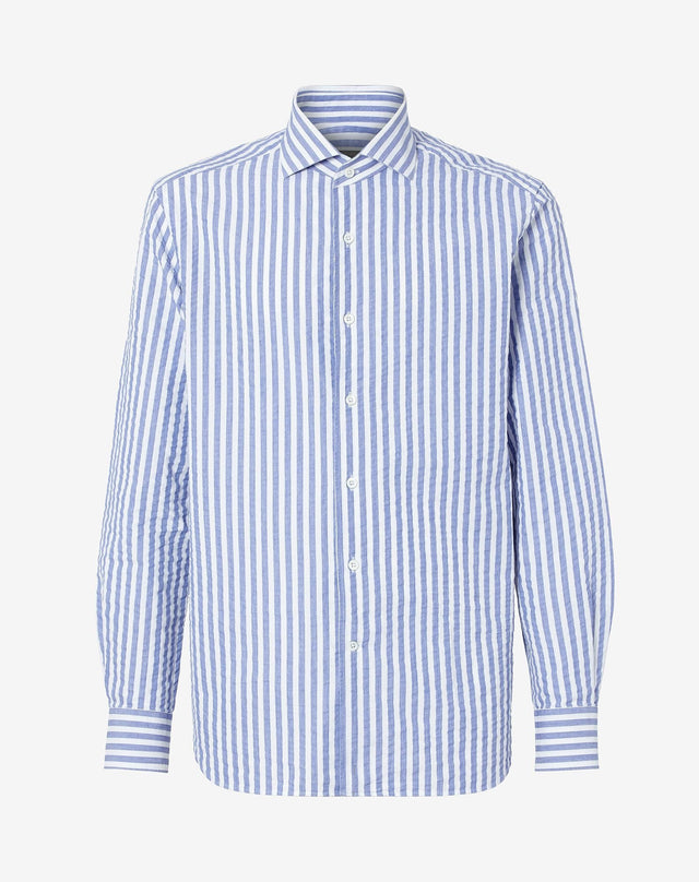 Shirt blu navy in cotone colletto aperto