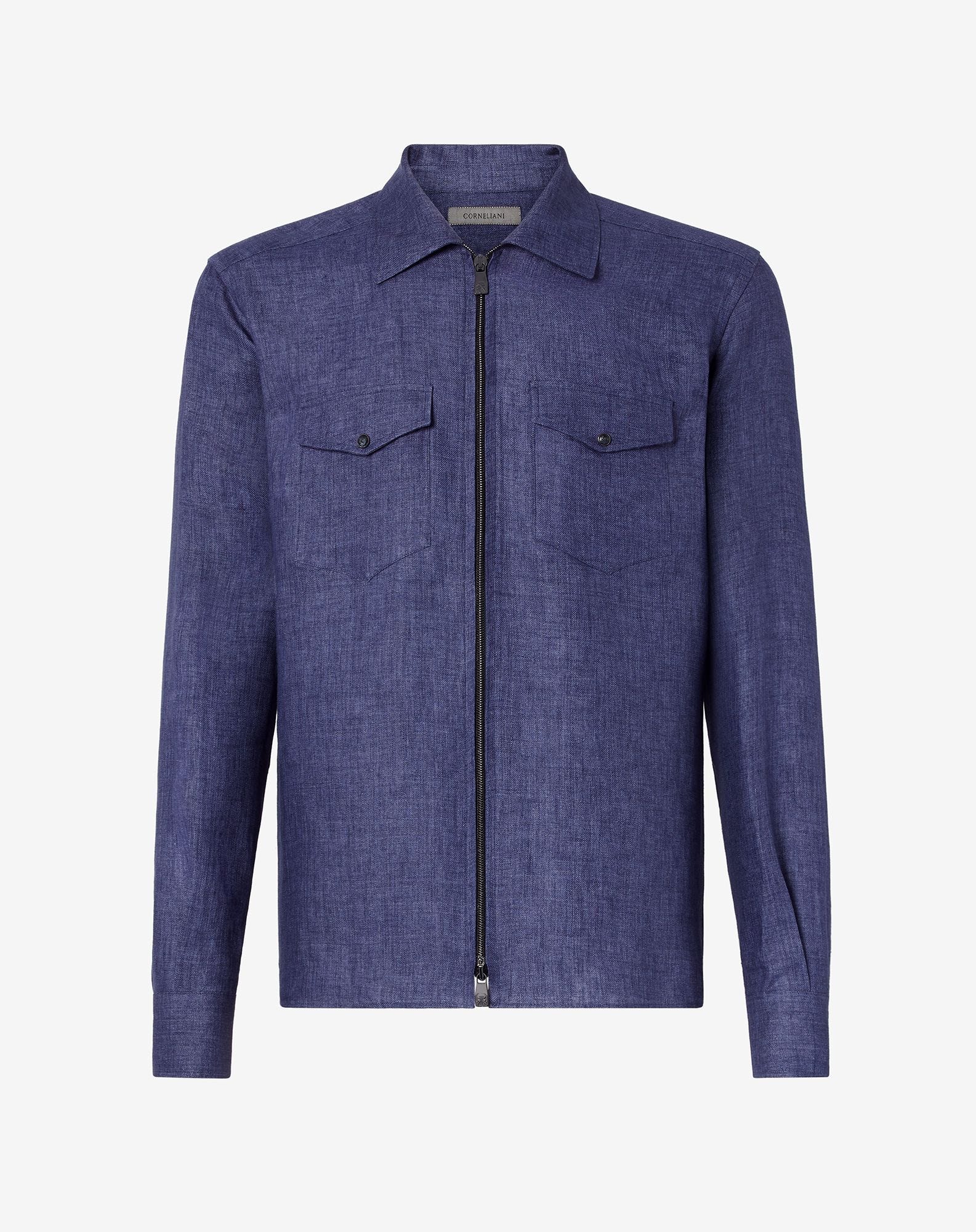 Shirt over blu navy con zip e tasche