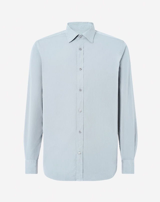 Shirt Azzurra Colletto Piccolo