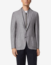 Jacket Grigia In Jersey Di Lana Con Pettorina