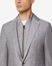 Jacket Grigia In Jersey Di Lana Con Pettorina