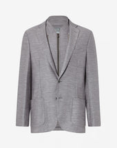 Jacket grigia in jersey di lana con pettorina