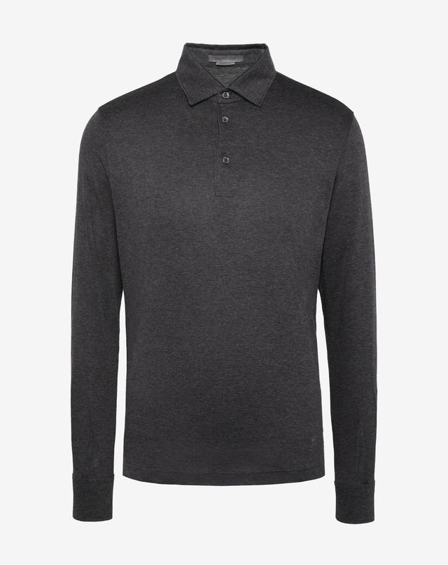 Polo con collo a shirt color antracite