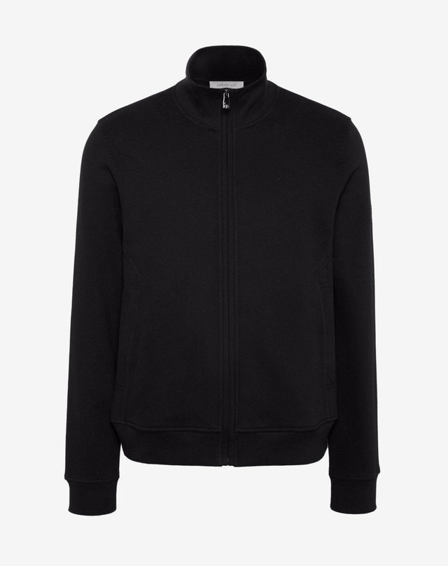 Felpa full zip in cotone nera