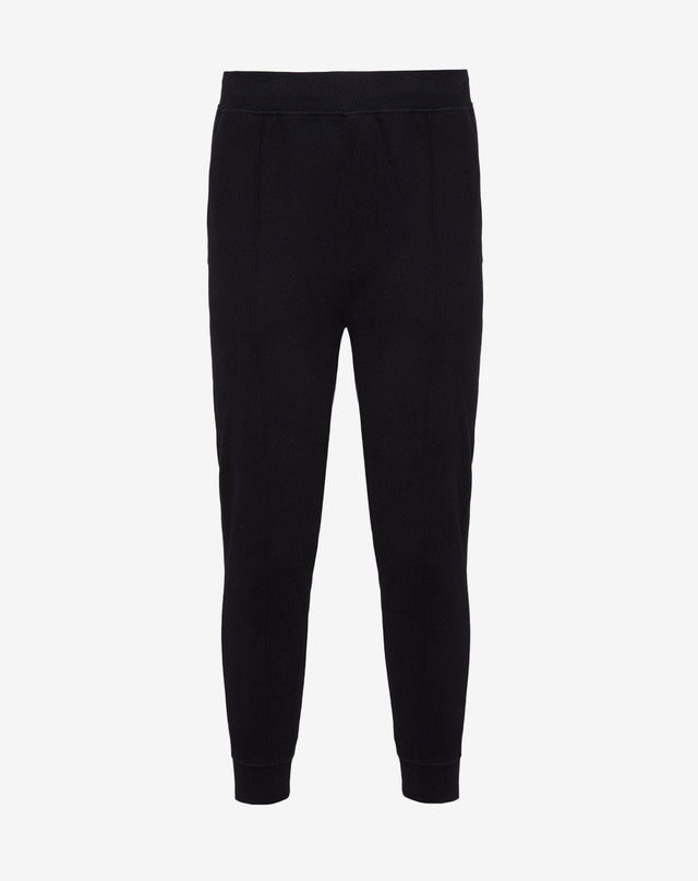Pants in felpa con costina nero