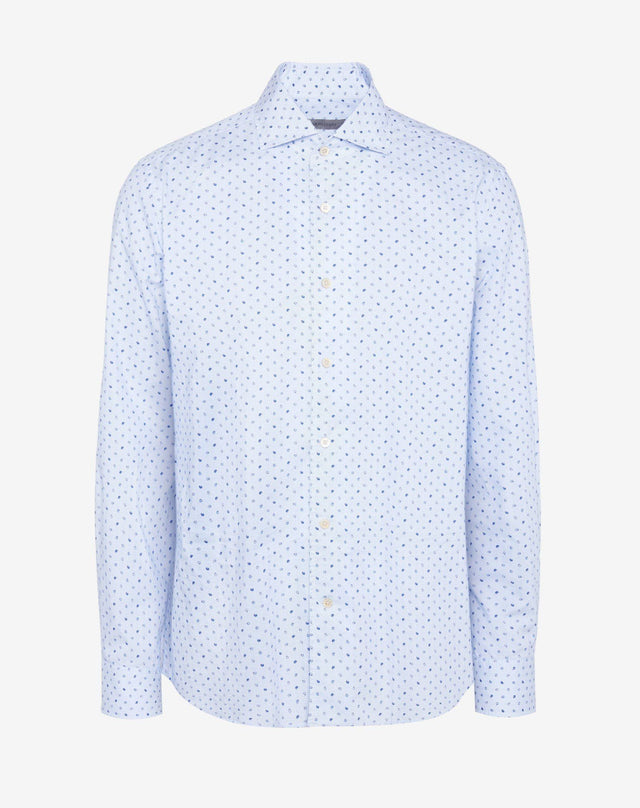 Shirt In Popeline Stampato Azzurra