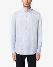 Shirt In Popeline Stampato Azzurra